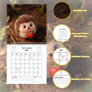 Calendrier <span class=keywords><strong>de</strong></span> bureau et mural personnalisé OEM ODM avec logo hérisson 2027, reliure spirale, image <span class=keywords><strong>de</strong></span> dessin animé en couleur, faible MOQ, cadeau promotionnel - Product Image 3