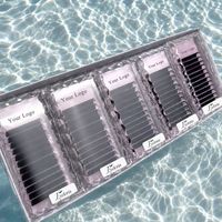 Perlengkapan Ekstensi Bulu Mata Dark Fluffy Lash, Tray Reusable, Bulu Mata Individual Cashmere Matte Black, Volume, Bahan Sintetis