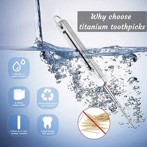 Cure-dents en titane portables, cure-dents <span class=keywords><strong>de</strong></span> poche, porte-cure-dents en métal pour l'extérieur - Product Image 5