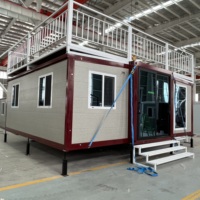 Maison conteneur modulaire moderne pliable et extensible de 20, 30 ou 40 pieds, type mini-cabane, avec 3 chambres et cuisine