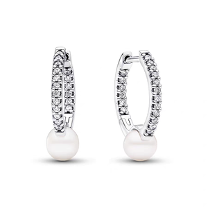 Boucles d'oreilles en argent 925 Panjia 2026, double anneau en forme de cœur, perles, style princesse, fabrication haut de gamme pour femmes, vente en gros - Product Image 6