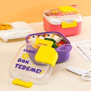 Boîte à lunch TedeMel pour enfants, conteneur bento violet en acier inoxydable 304, rangement alimentaire portable avec couvercle pour l'école des enfants - Product Image 1