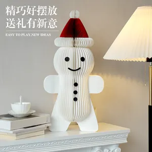 Reutilizable plegable 3D hombre de pan de jengibre panal papel ventana decoraciones al por menor, perfecto para las vacaciones de invierno decoración del hogar