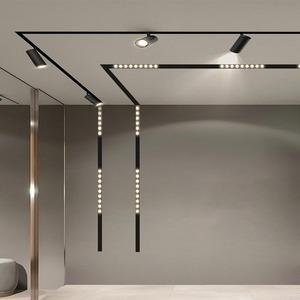 Système d'éclairage sur <span class=keywords><strong>rail</strong></span> <span class=keywords><strong>LED</strong></span> magnétique 48V encastré en surface COB linéaire pour plafond, intelligent Tuya, commercial, intérieur, en aluminium, moderne - Product Image 4