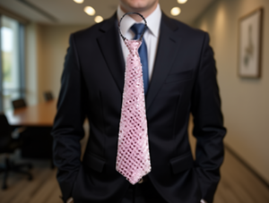 Cravatta con Paillettes 7,5cm*35cm Rosa Chiaro con Motivo a Cerniera, Formale e Resistente - Product Image 2