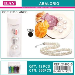 Perle ILAN Abalorio 20mm Bianche, Perle Sciolte per Creazione di Gioielli - Product Image 3