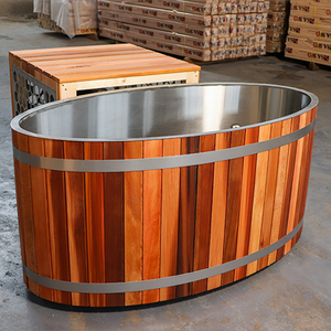 Giá tốt nhất ngoài trời di động hình bầu dục gỗ thép không gỉ Ice Bath Plunge cho cơ bắp phục hồi - Product Image 4