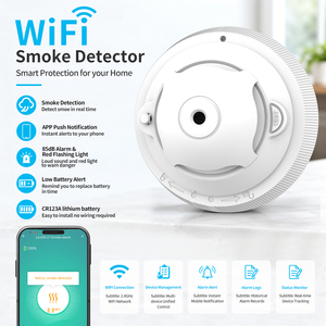 Détecteur <span class=keywords><strong>de</strong></span> fumée photoélectrique intelligent sans fil TUYA WIFI 2.4G avec batterie Li-ion 10 ans pour alarme incendie à distance - Product Image 1