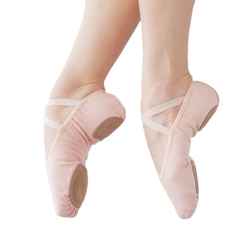 Hot Sale High Quality Kids Girls Soft Stretch Canvas Ballet Slippers Women Adult Elastics Ballet Shoes