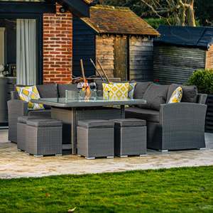 Ensemble Canapé de Repas Imperméable d'Extérieur en Rotin <span class=keywords><strong>avec</strong></span> <span class=keywords><strong>Table</strong></span> Brasero Barbecue, Mobilier de <span class=keywords><strong>Jardin</strong></span> en Osier, Salon de <span class=keywords><strong>Jardin</strong></span> <span class=keywords><strong>avec</strong></span> Bancs - Product Image 4
