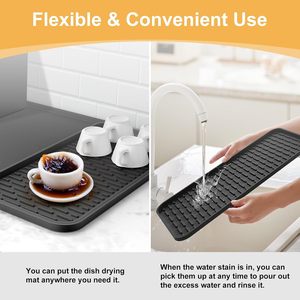 Anti-slip <b>Silicone</b> <b>Mat</b> Waterproof Detachable Dish Drying Table Bar <b>Mat</b> Pads Heat Resistant Kitchen Accessories - Product Image 3