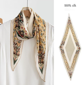<span class=keywords><strong>Elegante</strong></span> <span class=keywords><strong>Sciarpa</strong></span> in Seta di Gelso 100% con Diamanti 42x145cm, Fiori Neri e Rossi, Accessorio Leggero e Versatile per Donne/Regali - Product Image 6