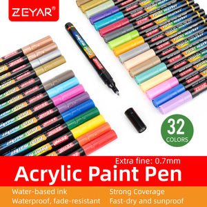 ZEYAR-bolígrafos de pintura acrílica, marcador de pintura a base de <span class=keywords><strong>agua</strong></span>, Punta extrafina, 32 colores, gran oferta de <span class=keywords><strong>Amazon</strong></span> - Product Image 3