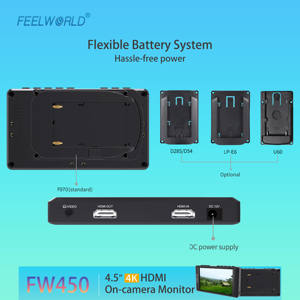 FEEL WORLD FW450 Broadcast Assistant <span class=keywords><strong>Monitor</strong></span> 4,5 "HD IPS 1280x720 HDMI 4K Eingang <span class=keywords><strong>Audio</strong></span> überwachung Benutzer definierte Waage - Product Image 5