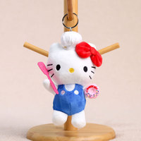 Porte-clés en peluche 3D en coton doux, motif chat anime mignon à oreilles de lapin bleu, peau noire, forme longue, pendentif de poupée en peluche