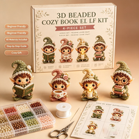 Kit DIY Elfe Perlé 3D 4 Pièces, Ensemble de Création de Mini Poupées Perlées Faites à la Main, Kit de Perlage DIY Adapté aux Débutants, Cadeau de Festival, Ornement de Table pour la Maison