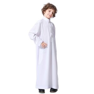 Abaya Thobe arabe pour garçons, robe de prière musulmane, kaftan islamique, robe avec poches et boutons, couleur unie, Dubai - Product Image 5
