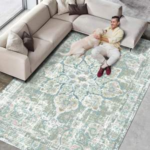 พรมปูพื้นรูปทรงสี่เหลี่ยมผืนผ้า ผลิตจากใยโพลีเอสเตอร์ ลายคริสตัลเวลเวท เมดัลเลียน สไตล์โบฮีเมียน วินเทจ ลายเปอร์เซีย - Product Image 4