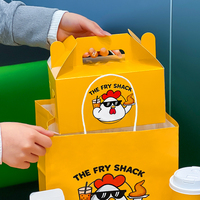Caja Plana de Cartón con Asa para Comida para Llevar, Ecológica y Personalizada, para Aperitivos y Pollo Frito