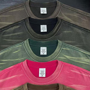 Custom Acid Wash Vintage 250g Heavyweight Vintage Acid Wash T Shirt High Quality Cotton Blank Oversized Washed - Product Image 1