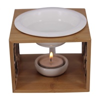 Brûleur à huile essentielle en céramique Diffuseur Brûleur à cire parfumée en bois