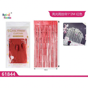 Rideau à franges en feuille d'aluminium rouge 1x2M en gros, guirlande de fête et accessoire décoratif à confettis, modèle Peiyong 61844 - Product Image 1