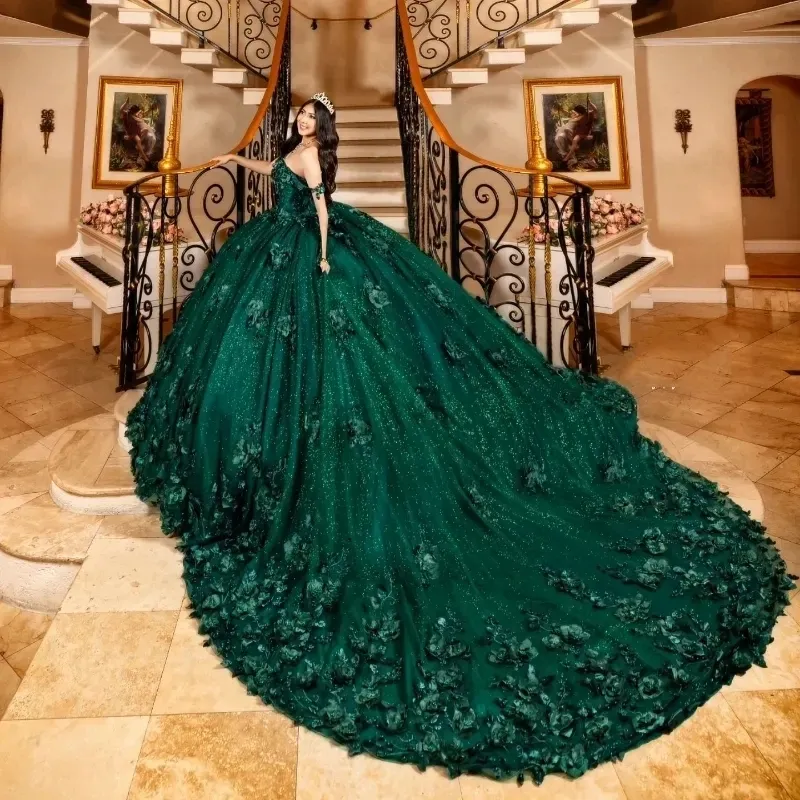 emerald green dress birthday Misshow Exquisite Emerald Green Quinceanera Dress Off-Shoulder Gold La