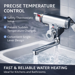 Grifo Termostático de Pared para Baño, Cromado Pulido, con Corte de Agua Cuantitativo (<span class=keywords><strong>Sin</strong></span> Ducha) TMF47ARRA - Product Image 5