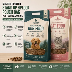 Custom Printed Die Cut Laminated Reusable Soft Plastic Packing Stand up Ziplock Pouch Pet Food Packaging <b>Bag</b> With <b>Clear</b> Window - Product Image 1