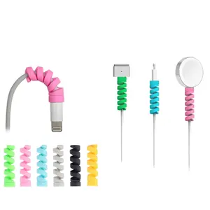 Kleurrijke Silicone Data Lijn Oplader Spiraal Usb Kabel Protector Voor Iphone Kabel