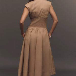 Robe midi zippée sur le devant pour l'été, luxueuse et élégante, en spandex, pour les occasions formelles et les fêtes, avec volants, taille 6XL, pour le travail et les occasions d'automne - Product Image 3