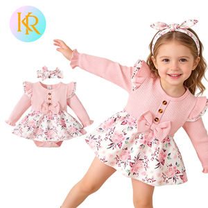 Vestitini per Neonati in Cotone Biologico di Alta Qualità OEM, 3-<span class=keywords><strong>6</strong></span> <span class=keywords><strong>Mesi</strong></span>, Tutina Floreale a Costine per Bambine - Product Image 1