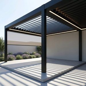 Pergola Pare-Soleil avec Isolation Thermique et Fonction de Refroidissement pour Zones de Travail et de Loisirs Extérieures, Gazebo Électrique à Lames Orientables en Aluminium - Product Image 1