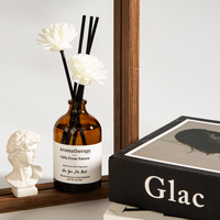 Ensemble de diffuseur de parfum à l'huile aromatique avec bouteille en verre élégante et fleurs séchées pour le bureau, le salon, la salle de bain, la chambre à coucher