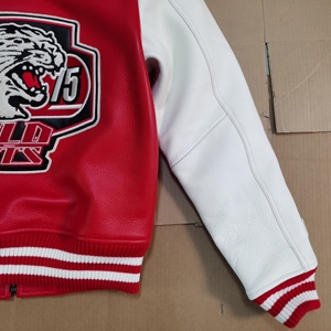 เสื้อแจ็คเก็ตหนังวัวแท้ <span class=keywords><strong>Avirex</strong></span> ของแท้สำหรับผู้ชาย สไตล์ลำลองทันสมัยแบบยุโรปอเมริกัน ไซส์ใหญ่ สีแดง - Product Image 3