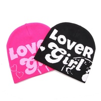 Bonnet d'hiver réversible Y2K sans revers en tricot jacquard avec motif graphique personnalisé pour streetwear