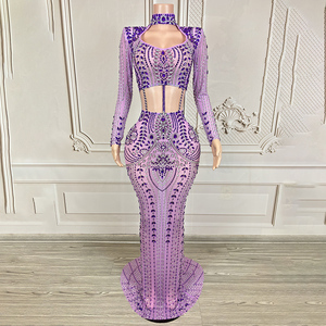 Novance Y4472 nuovi prodotti di tendenza viola di lusso strass Vestidos De abiti da ballo donna eleganza da sera per il matrimonio - Product Image 1
