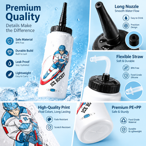 Bouteille d'eau <span class=keywords><strong>à</strong></span> bec long de 1000 ml pour le hockey sur glace, le curling, le football, le cyclisme, sans BPA, <span class=keywords><strong>en</strong></span> PE, avec logo personnalisé, bouteille d'équipe sportive, OEM - Product Image 3