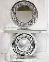 Table console de salon de luxe haut de gamme en diamant écrasé argent miroir au design personnalisé