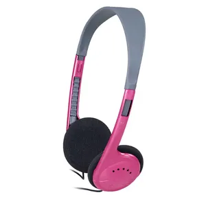 Factory wholesale 3.5mm stereo wired on-ear aviation headsets inexpensive retractable disposable multimedia headphone