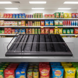 Étagère à rouleaux automatique à alimentation par gravité, réglable, pour supermarché, présentoir réfrigéré pour boissons avec séparateur - Product Image 1