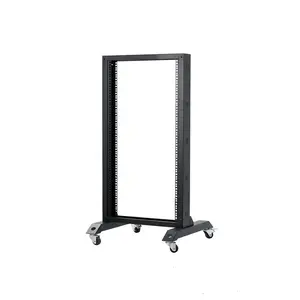 19 inch 2 post open frame relay Network Racks 18U 22U 27U 32U 37U 42U 45U 47Ufloor standing open rack with castors