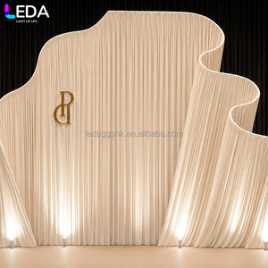LEDA อุปกรณ์ตกแต่งงานปาร์ตี้สุดฮิต ผ้าม่านสีขาวนมเนื้อผ้าไหม ฉากหลังโครงเหล็กโค้งสำหรับงานแต่งงาน - Product Image 4