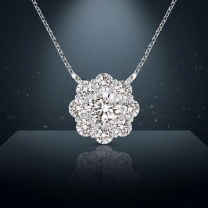 Colgante de Diamante Cultivado en Laboratorio con Certificado IGI, Diseño de Halo Floral de Lujo, Regalo para Mujer, Oro 10K 14K 18K, Plata 925 935 - Product Image 1