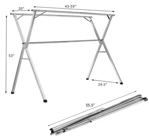 X tipo retrattile in piedi grande stendino per il bucato