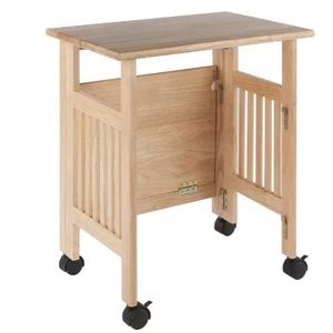 Wooden Kitchen <b>Cart</b> With Storage Shelf <b>Foldable</b> Solid Wood Portable Modern Design For Kitchen Use - Product Image 1
