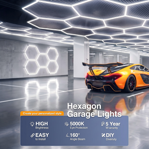 Lampe de garage hexagonale LED 5000K ultra-lumineuse, plafonnier en nid d'abeille, lampe de travail en grille connectable pour le detailing automobile, les ateliers de réparation automobile - Product Image 2