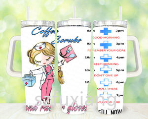 <span class=keywords><strong>Fuxiang</strong></span> fábrica precio más bajo 3D Día DE LAS Enfermeras 40oz Festival Vaso con paja tazas de coche de viaje de doble pared - Product Image 4