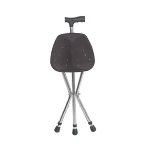 铝制可调轻质大容量折叠手杖，带座椅拐杖椅凳可伸缩3条腿