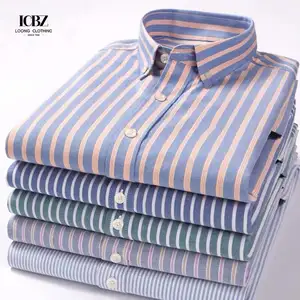 LCBZ 맞춤형 최신 디자인 남자 셔츠 제조업체 맞춤형 스트라이프 긴 소매 캐주얼 남성 셔츠